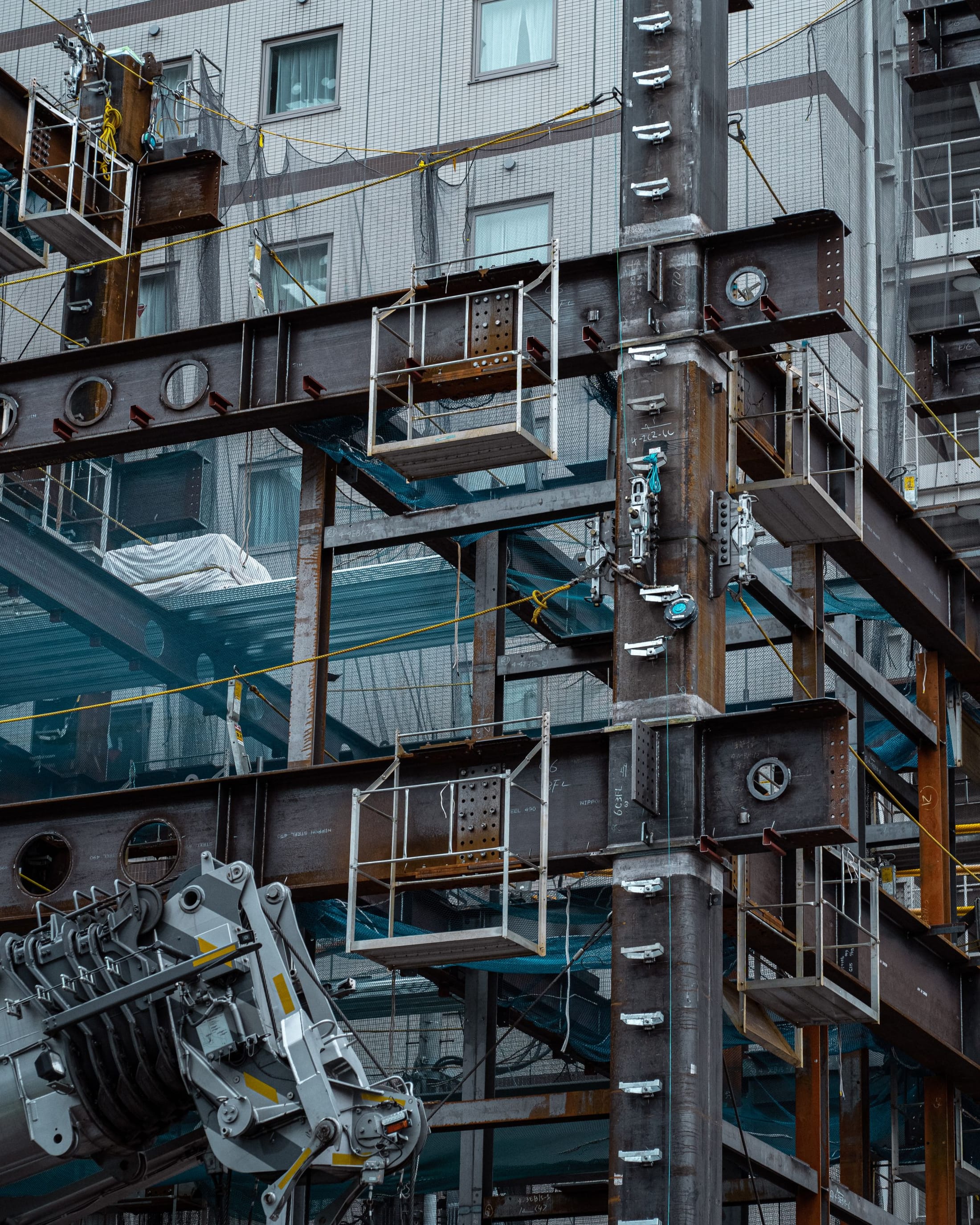 Steel framework and equipment inside an industrial plant