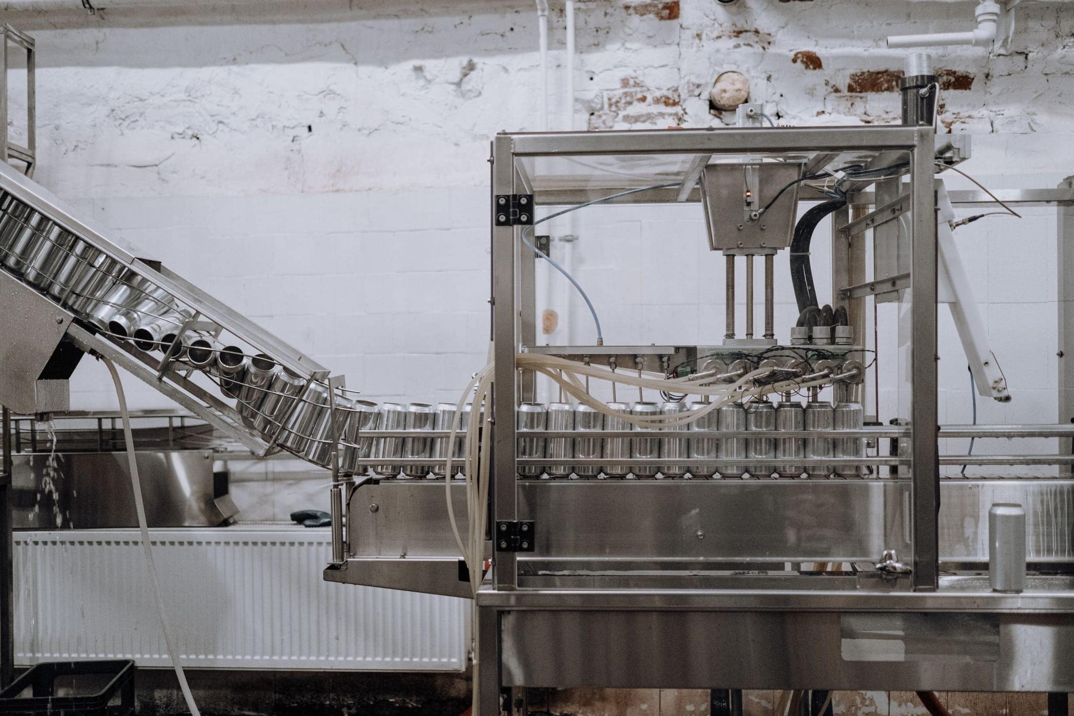 Stainless steel filling and packaging equipment in a clean production area