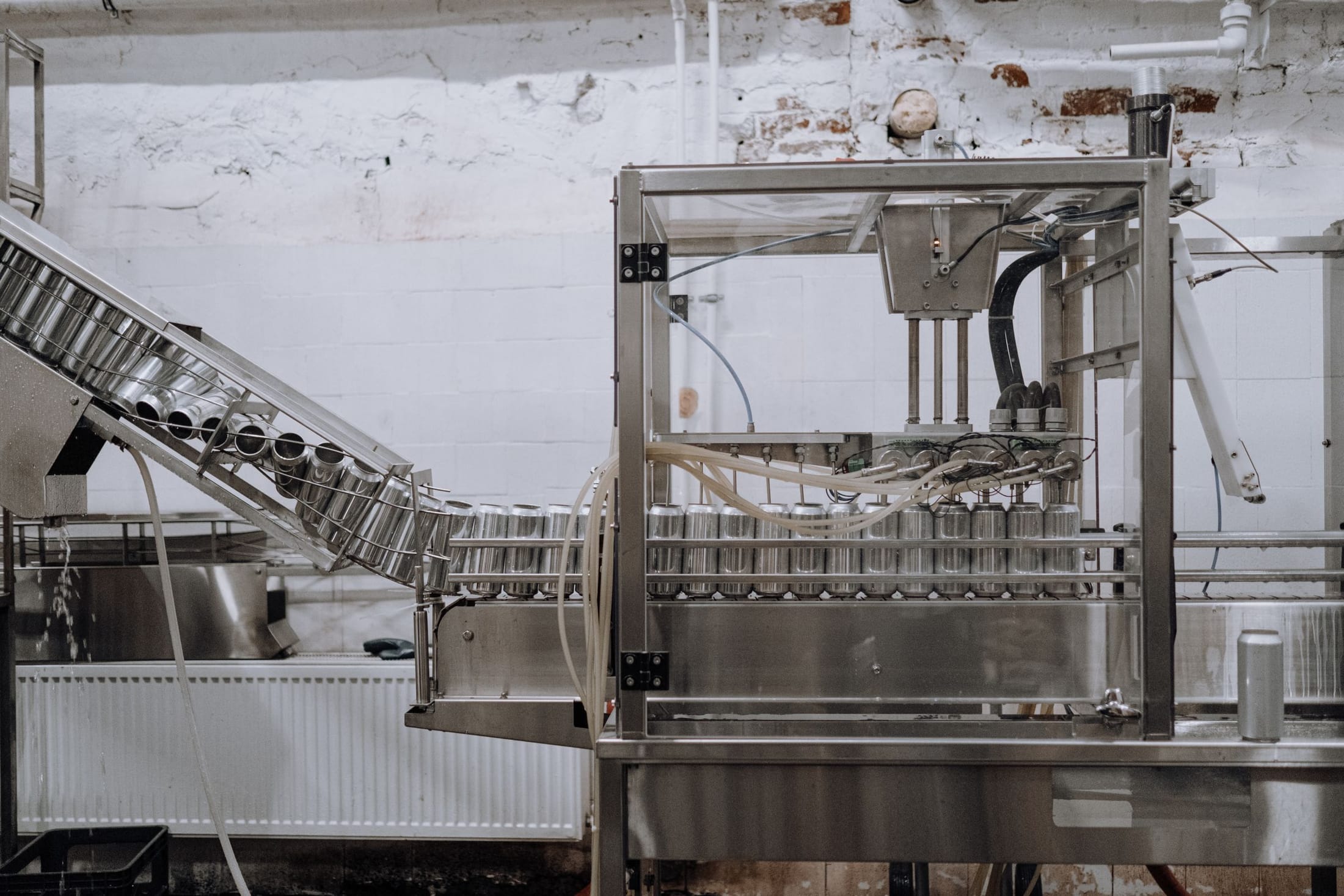 Stainless steel filling and packaging equipment in a clean production area